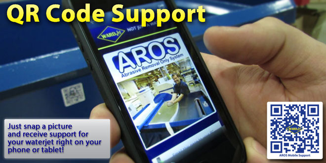 WARDJet's innovative approach to waterjet support allows you to get support right at your fingertips. Just shoot a photo of the QR code and support is sent right to your phone.