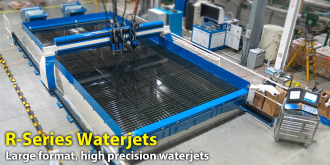 Large format, high precision, rail driven waterjets, including the largest waterjet table in the country.
